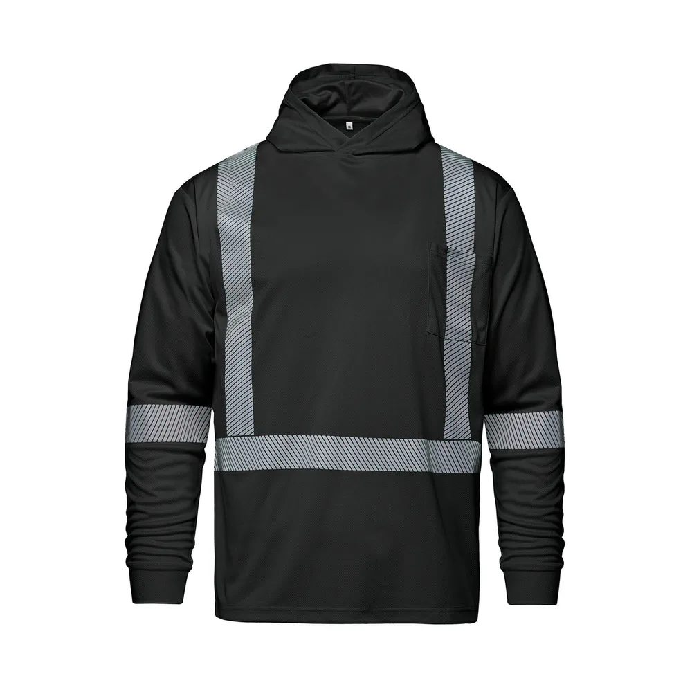 Glow Long Sleeve Hi-VIS Hooded T-Shirt with Segmented Stripes